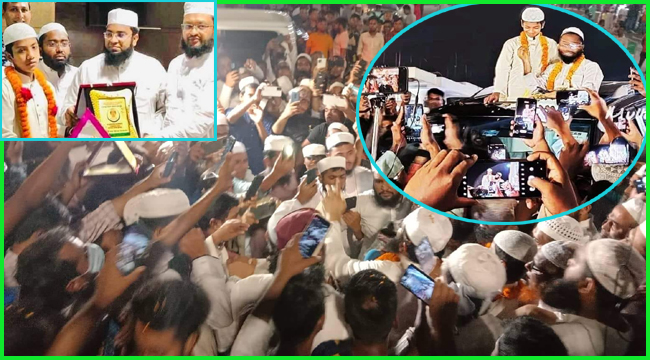 গভীর রাত তবুও হাফেজ তাকরিমকে অভ্যর্থনায় মানুষের উপচে পড়া ভিড়
